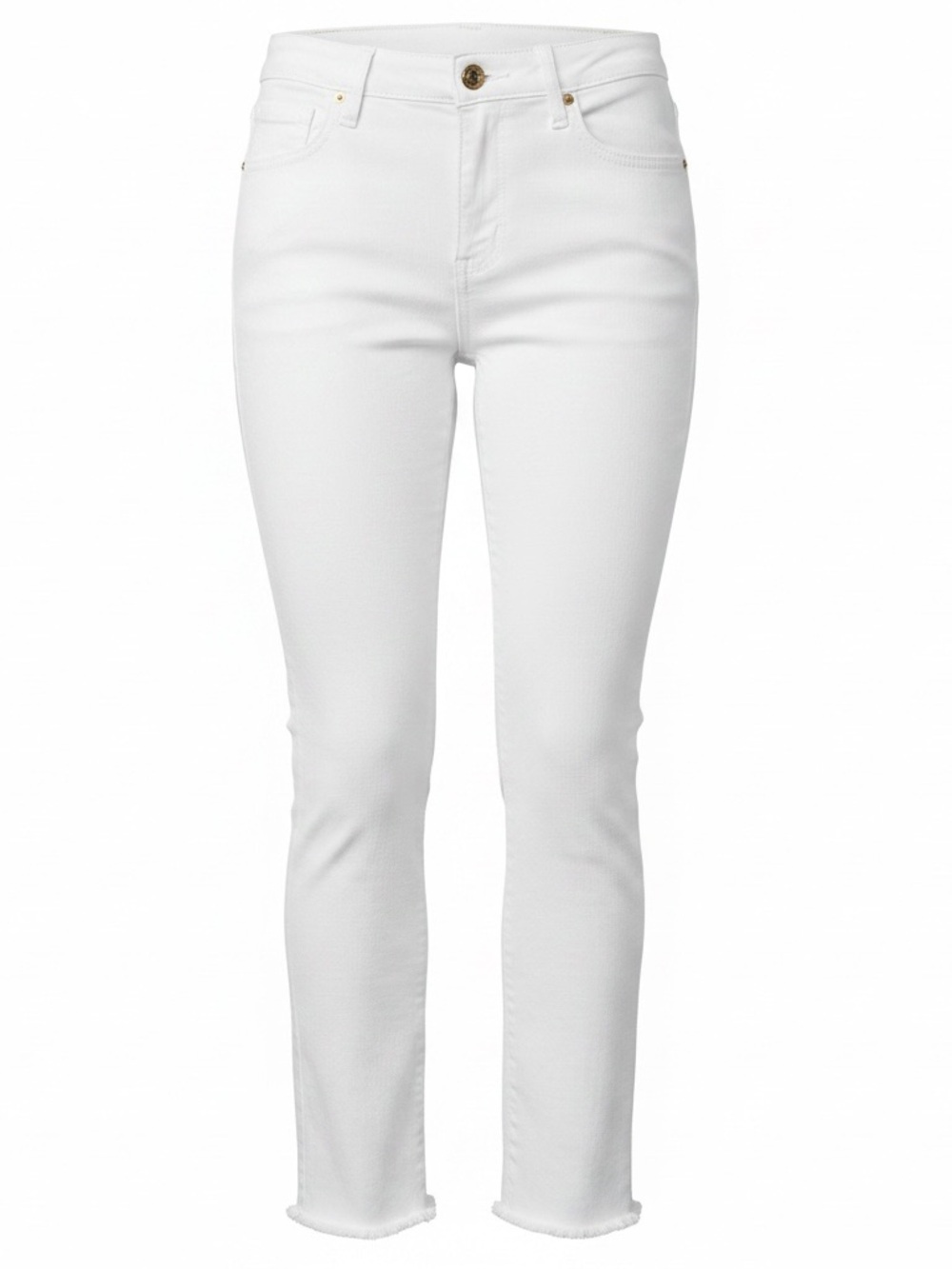 1822 Denim Women's white Straight-Leg Jeans with cropped, scalloped hem